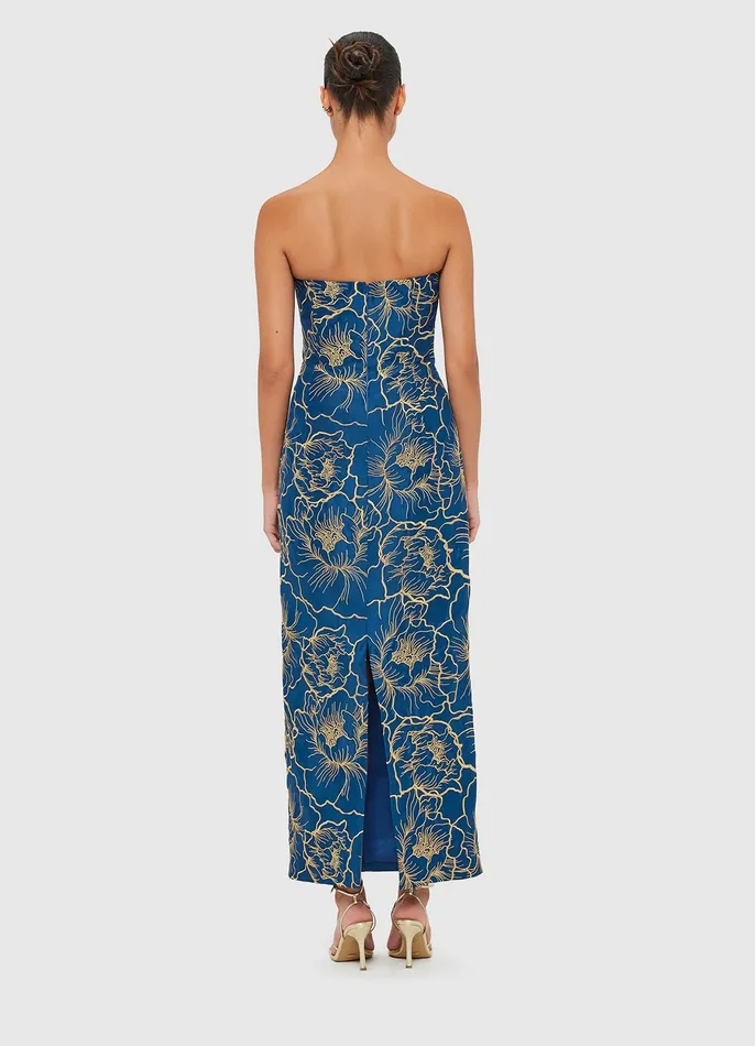 LEO LIN Rayna Bustier Maxi Dress 8211 Marine Blue Women Dresses and Jumpsuits