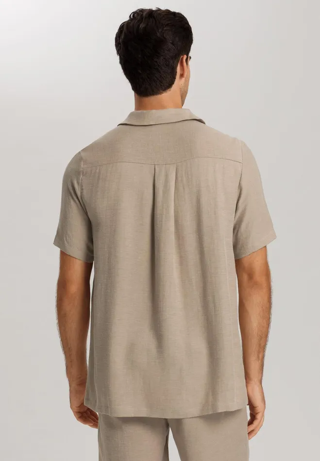Linen Blend Button Front Shirt Savanna Men HANRO Tops and Tees