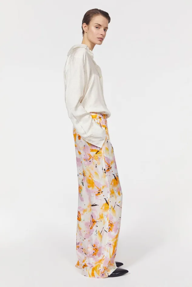 Livia Floral Pants Whipped Cream Saffron Women Rodebjer Trousers