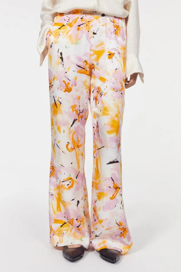 Livia Floral Pants Whipped Cream Saffron Women Rodebjer Trousers