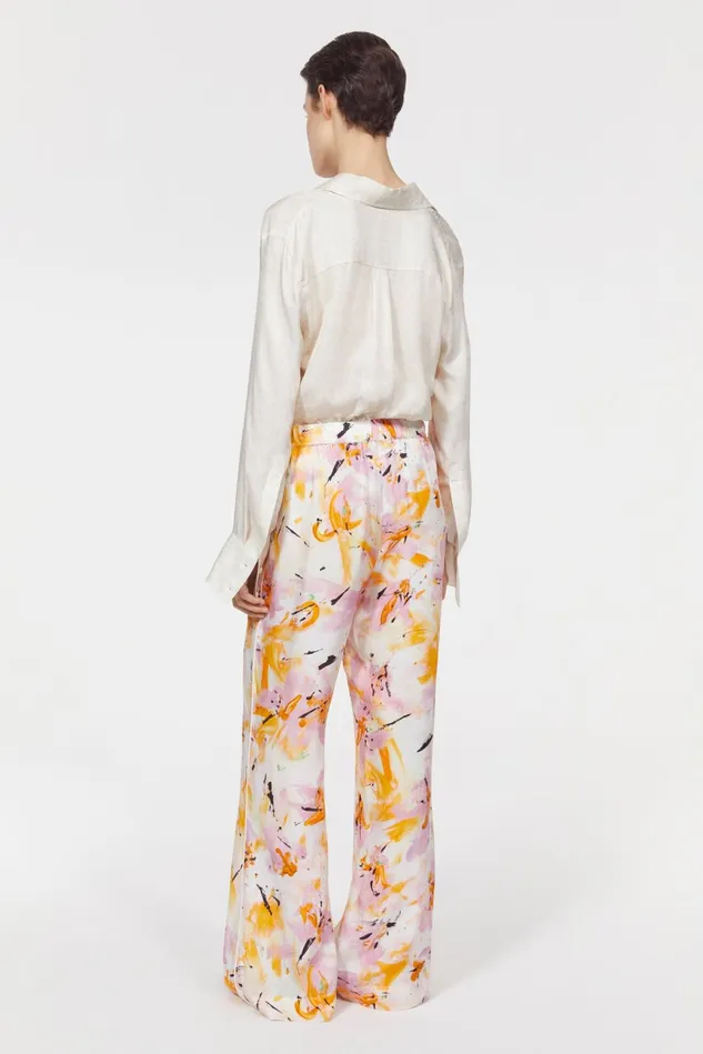Livia Floral Pants Whipped Cream Saffron Women Rodebjer Trousers