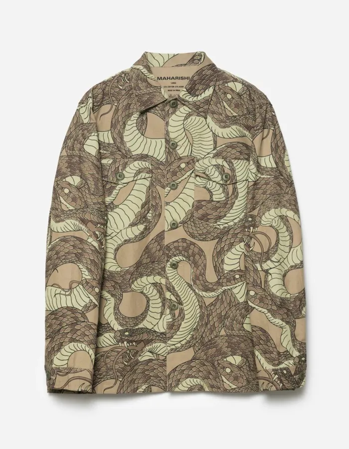 Maharishi Long Sleeve Shirts 6037 Snakeskin Utility Overshirt Desert 8211 Men
