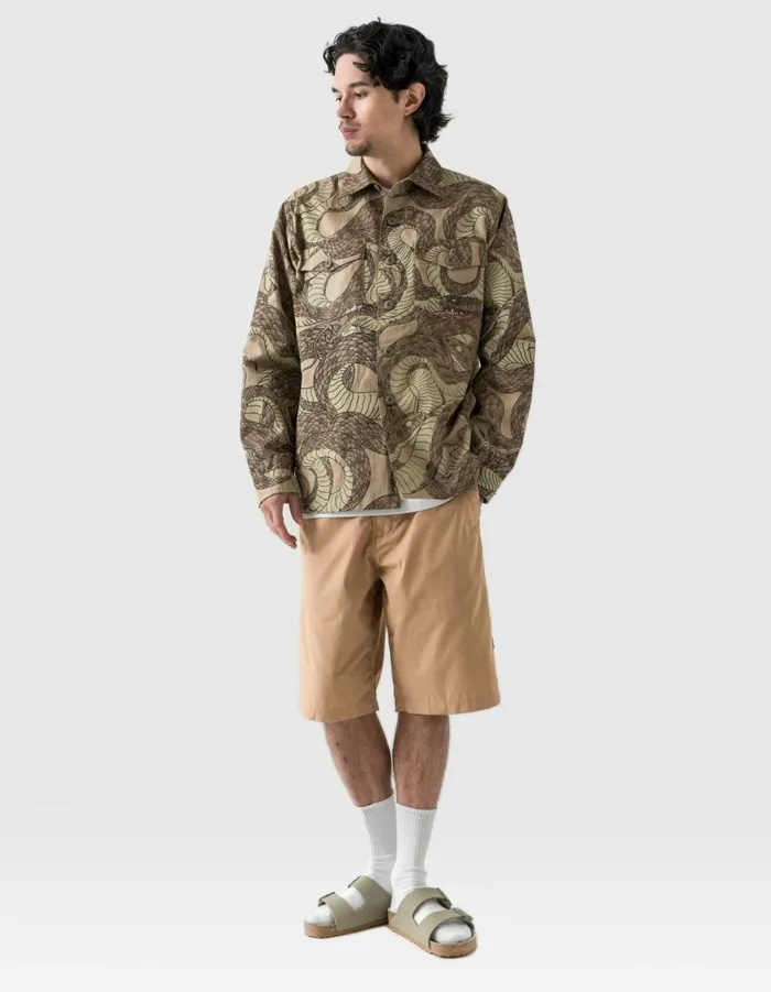 Maharishi Long Sleeve Shirts 6037 Snakeskin Utility Overshirt Desert 8211 Men