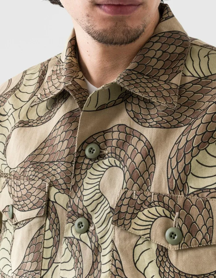 Maharishi Long Sleeve Shirts 6037 Snakeskin Utility Overshirt Desert 8211 Men