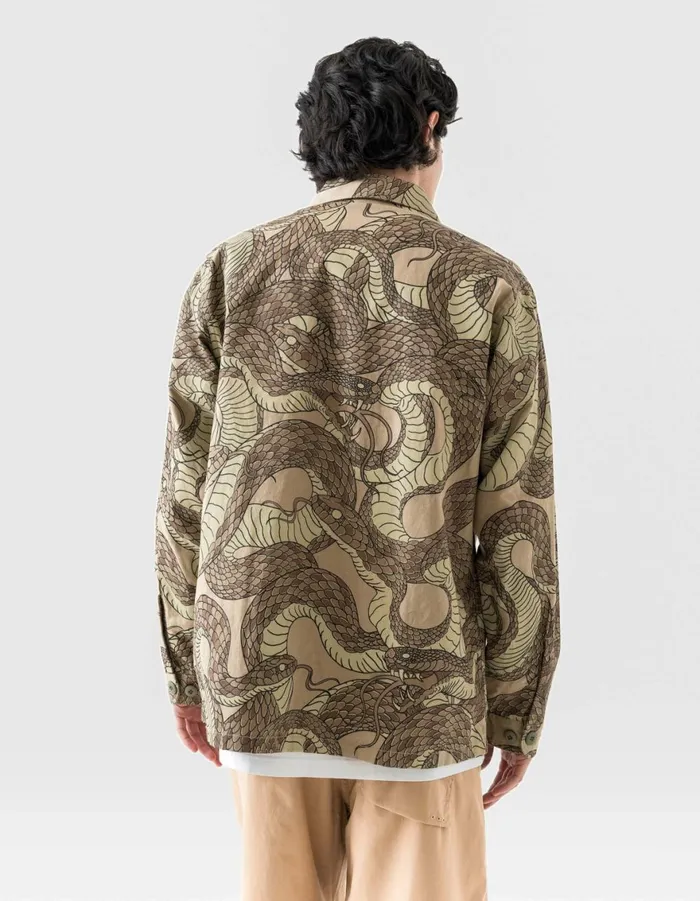 Maharishi Long Sleeve Shirts 6037 Snakeskin Utility Overshirt Desert 8211 Men