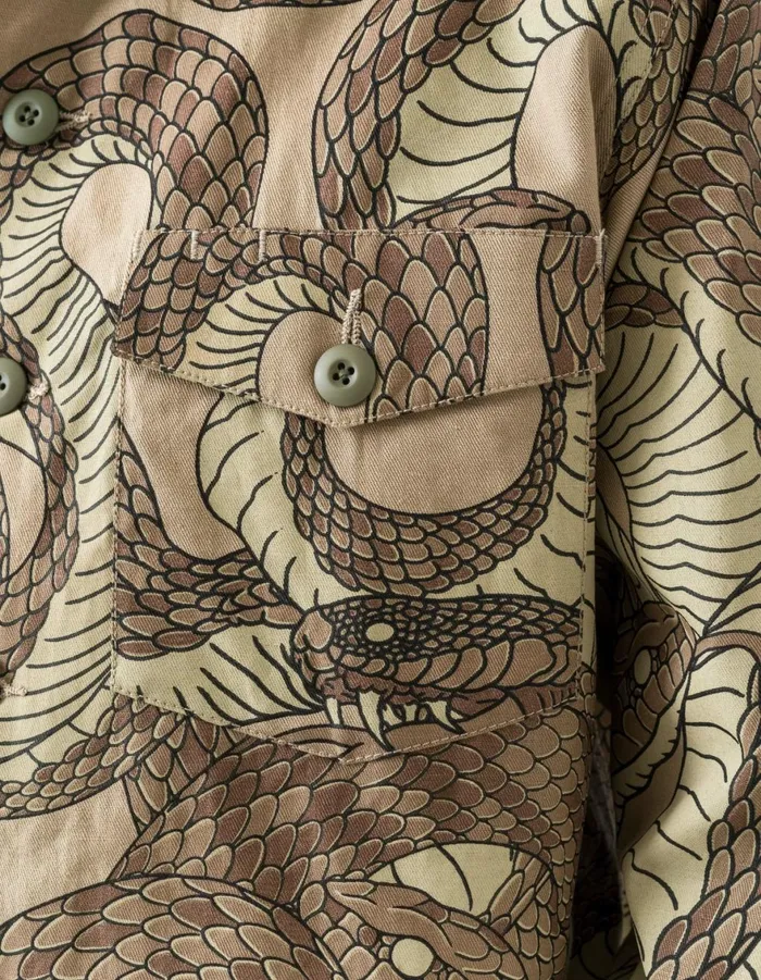 Maharishi Long Sleeve Shirts 6037 Snakeskin Utility Overshirt Desert 8211 Men
