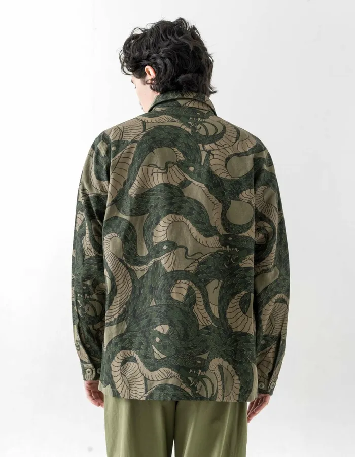 Maharishi Long Sleeve Shirts 6037 Snakeskin Utility Overshirt Woodland 8211 Men