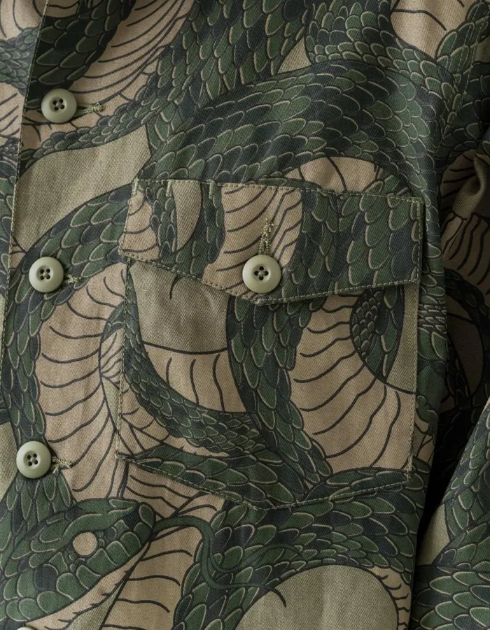 Maharishi Long Sleeve Shirts 6037 Snakeskin Utility Overshirt Woodland 8211 Men