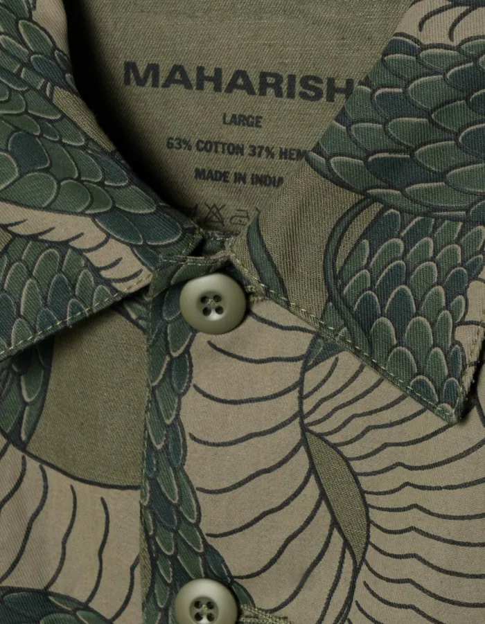 Maharishi Long Sleeve Shirts 6037 Snakeskin Utility Overshirt Woodland 8211 Men