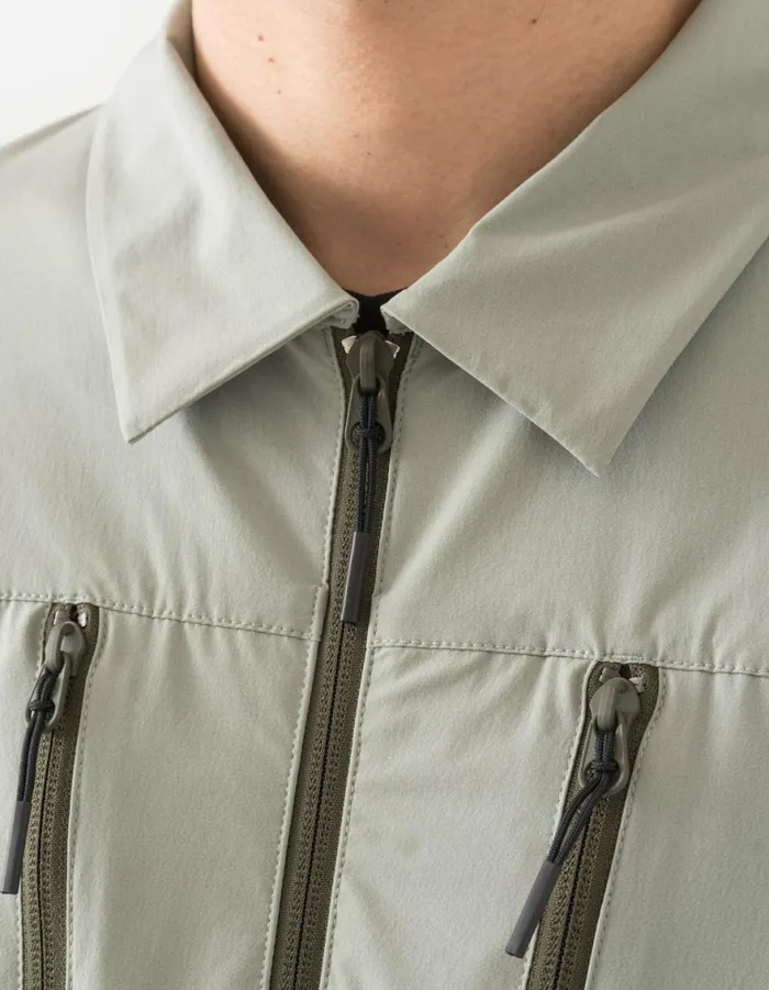 Maharishi Long Sleeve Shirts 6040 Recycled Nylon Overshirt Sage 8211 Men