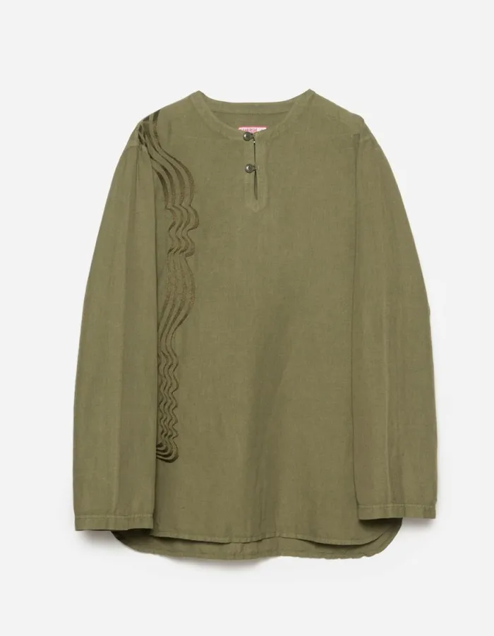 Maharishi Long Sleeve Shirts 6053 Maharishi Kurta Shirt Olive OG107F 8211 Men