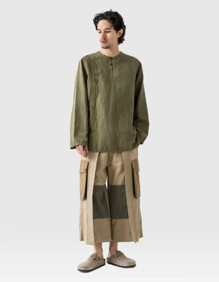 Maharishi Long Sleeve Shirts 6053 Maharishi Kurta Shirt Olive OG107F 8211 Men