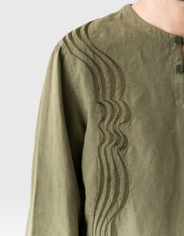 Maharishi Long Sleeve Shirts 6053 Maharishi Kurta Shirt Olive OG107F 8211 Men