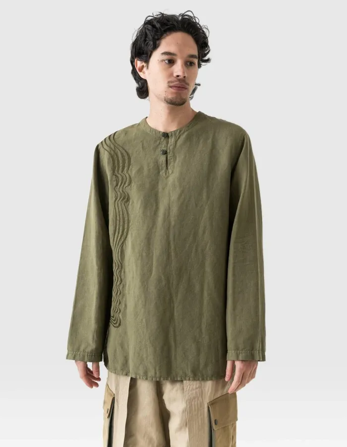 Maharishi Long Sleeve Shirts 6053 Maharishi Kurta Shirt Olive OG107F 8211 Men