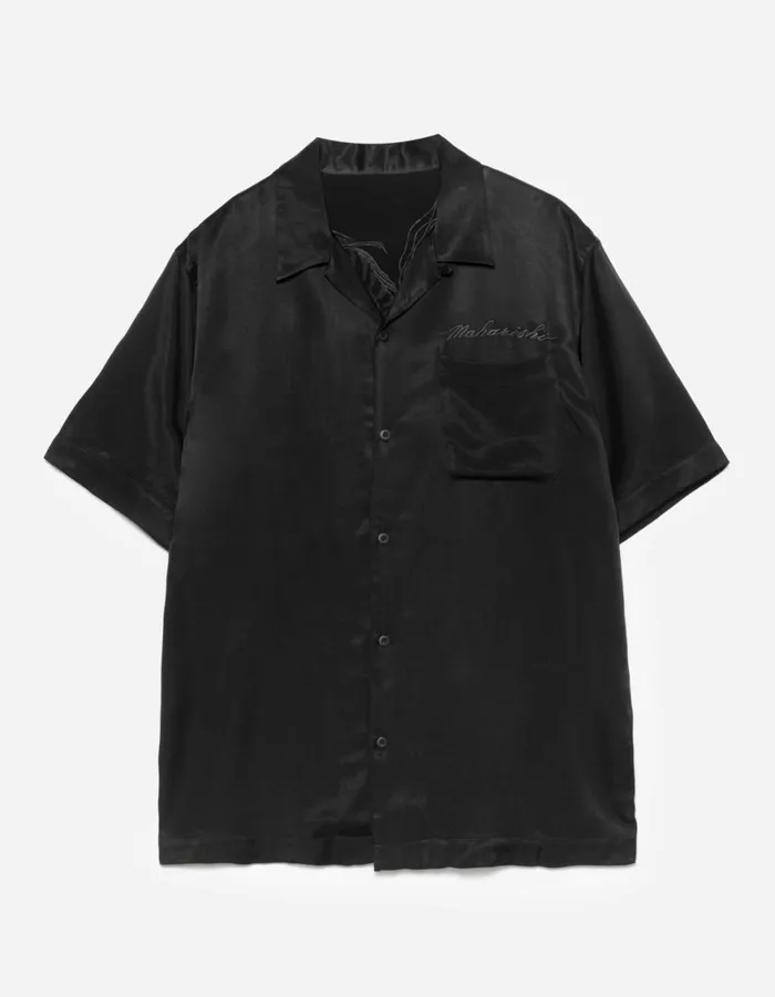 Maharishi Short Sleeve Shirts 6098 Tiger Dragon Camp Collar Shirt Black 8211 Men
