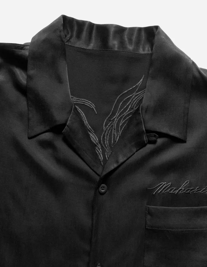 Maharishi Short Sleeve Shirts 6098 Tiger Dragon Camp Collar Shirt Black 8211 Men