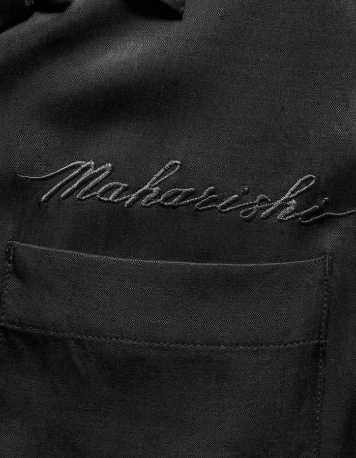 Maharishi Short Sleeve Shirts 6098 Tiger Dragon Camp Collar Shirt Black 8211 Men