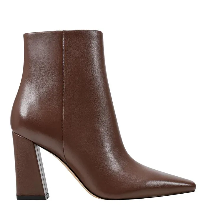 Marc Fisher Booties Women Yanara Heeled Bootie Dark Brown Leather