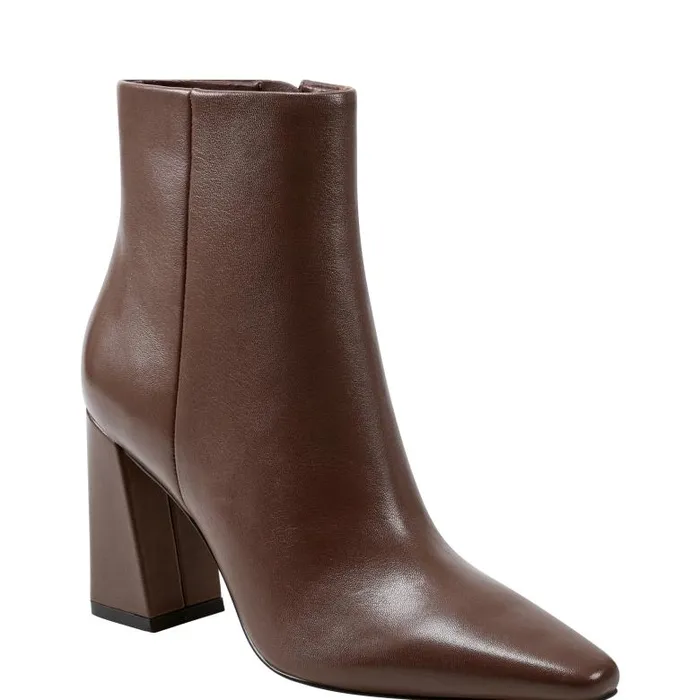 Marc Fisher Booties Women Yanara Heeled Bootie Dark Brown Leather
