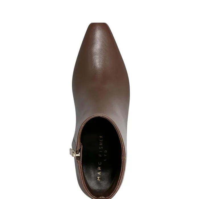 Marc Fisher Booties Women Yanara Heeled Bootie Dark Brown Leather