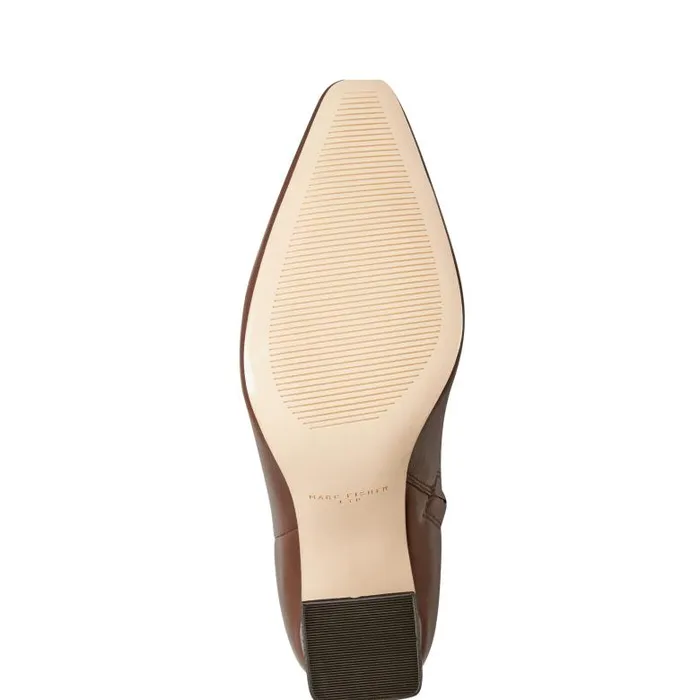 Marc Fisher Booties Women Yanara Heeled Bootie Dark Brown Leather