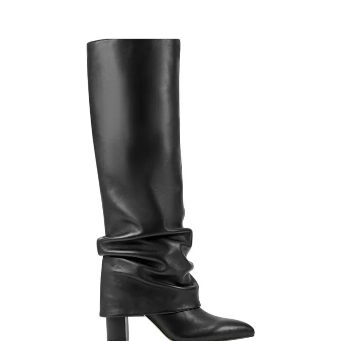 Marc Fisher Boots Women Lalita Foldover Dress Boot Black Leather