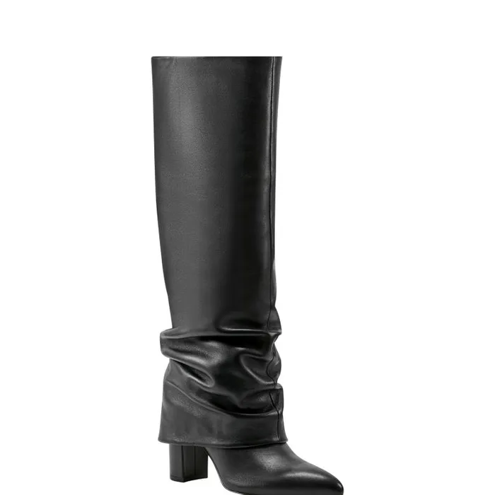 Marc Fisher Boots Women Lalita Foldover Dress Boot Black Leather