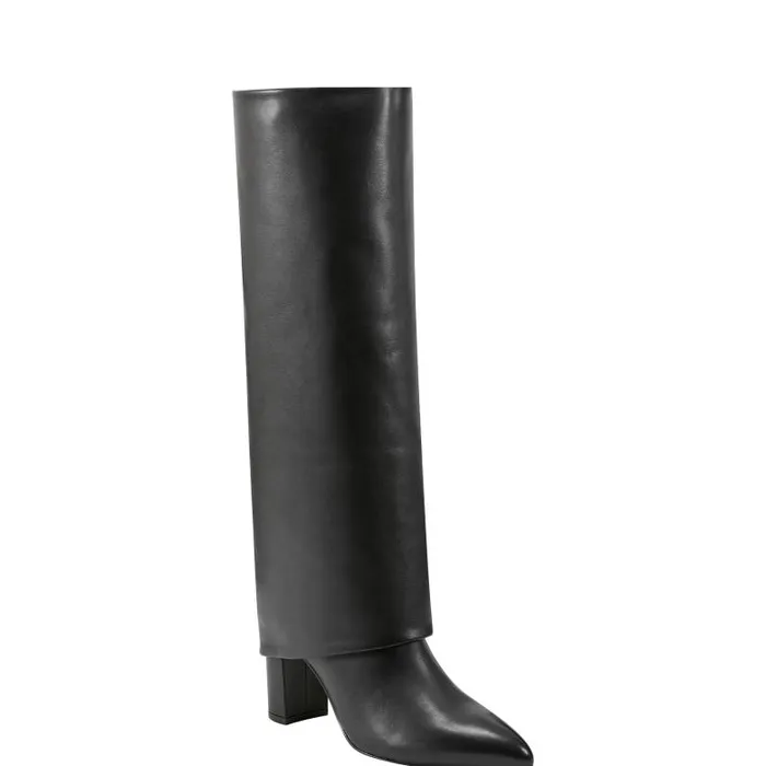 Marc Fisher Boots Women Leina Block Heel Pointy Toe Dress Boot Black