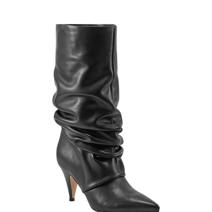Marc Fisher Boots Women Paityn Scrunch Dress Boot Black Leather