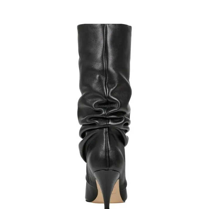 Marc Fisher Boots Women Paityn Scrunch Dress Boot Black Leather