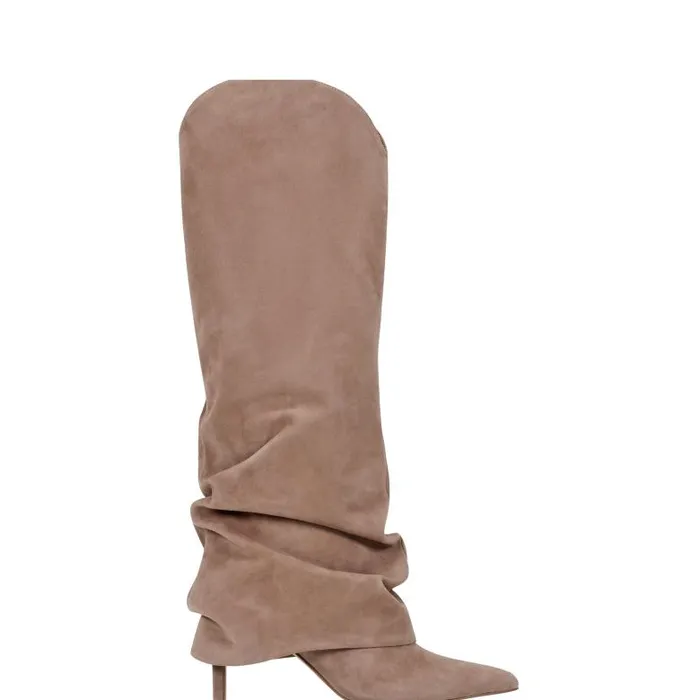 Marc Fisher Dress Boots Women Nairine Foldover Dress Boot Natural Suede