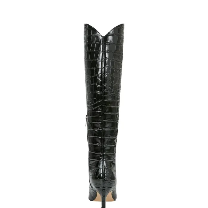 Marc Fisher Dress Boots Women Quinnie Dress Boot Black Croco Leather