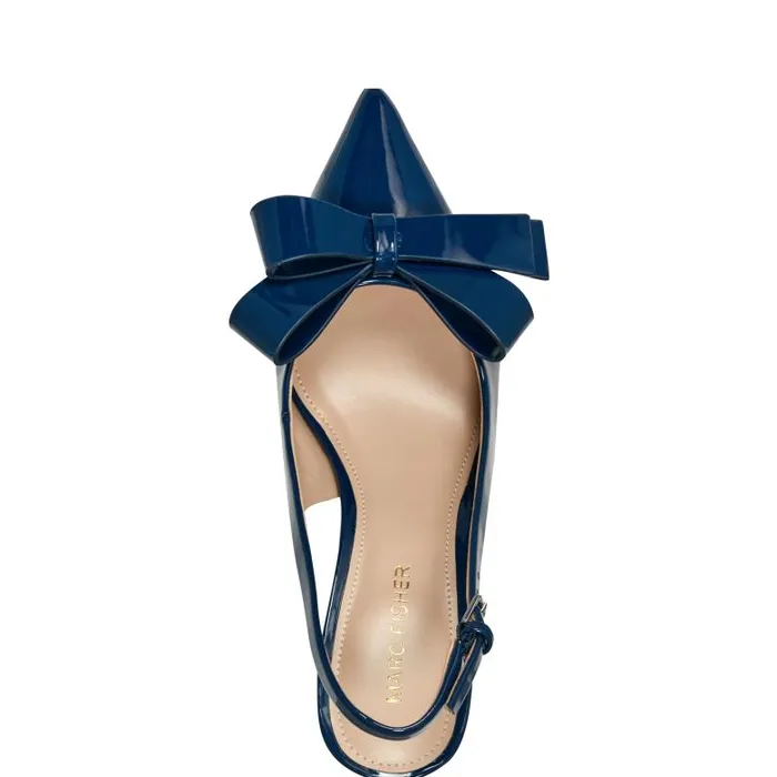 Marc Fisher Heels and Pumps Women Allon Bow Slingback Pump Navy Patent