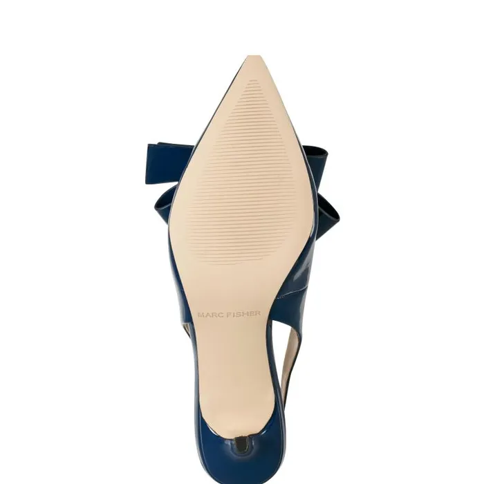 Marc Fisher Heels and Pumps Women Allon Bow Slingback Pump Navy Patent