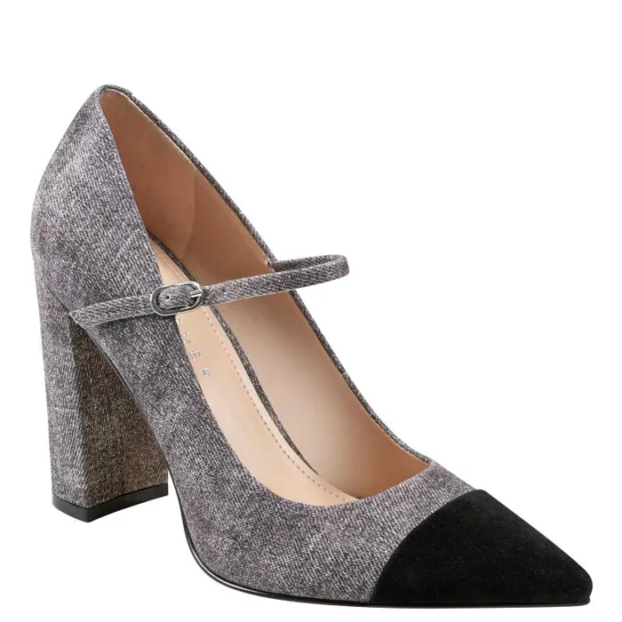 Marc Fisher Heels and Pumps Women Anellie Cap Toe Dress Pump Light Grey Suede