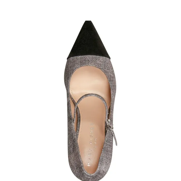 Marc Fisher Heels and Pumps Women Anellie Cap Toe Dress Pump Light Grey Suede