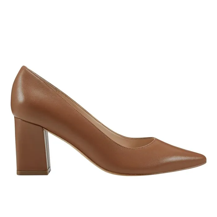 Marc Fisher Heels and Pumps Women Zala Block Heel Pointy Toe Pump Dark Natural Leather Marc Fisher Heels and Pumps Women Zala Block Heel Pointy Toe Pump Dark Natural Leather