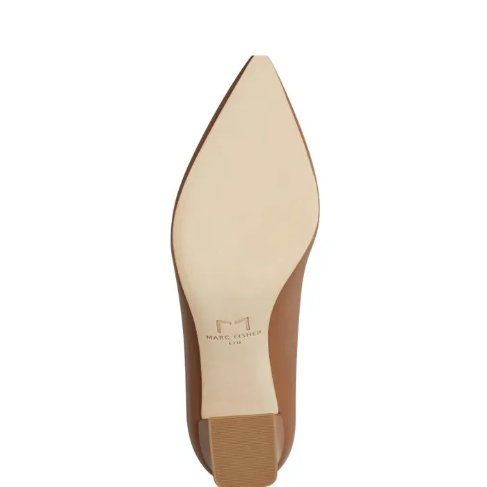 Marc Fisher Heels and Pumps Women Zala Block Heel Pointy Toe Pump Dark Natural Leather