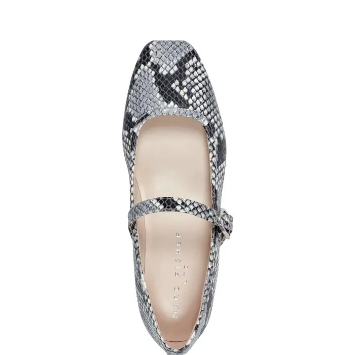 Marc Fisher Loafers and Flats Women Garissa Mary Jane Ballet Flat Natural Snake
