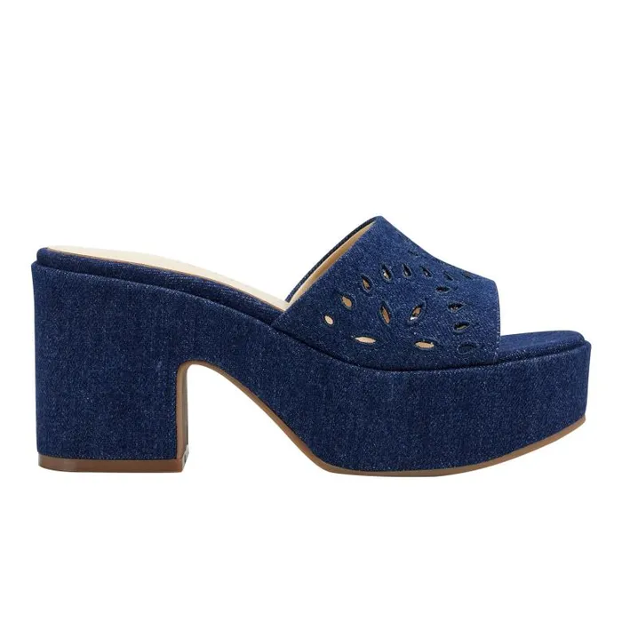 Marc Fisher Mules and Slides Women Foreva Platform Slide Sandal Denim