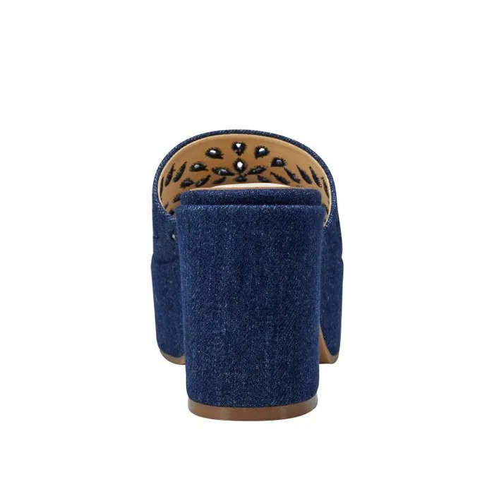 Marc Fisher Mules and Slides Women Foreva Platform Slide Sandal Denim