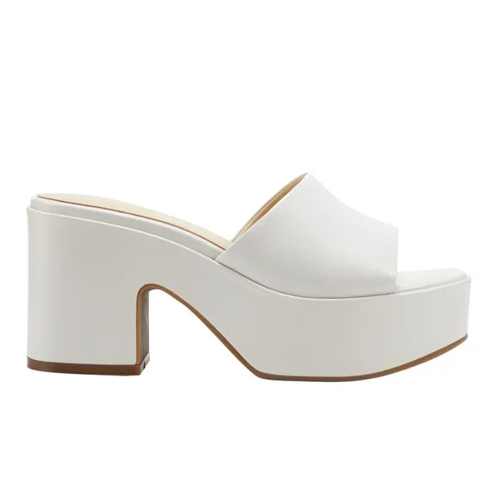 Marc Fisher Mules and Slides Women Forina Platform Slide Sandal Chic Cream
