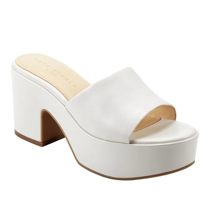Marc Fisher Mules and Slides Women Forina Platform Slide Sandal Chic Cream