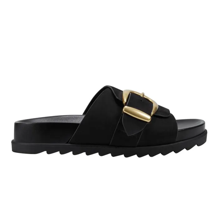 Marc Fisher Mules and Slides Women Hattie Footbed Slide Sandal Black