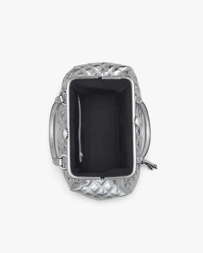 Marc Jacobs Top Handle Bags ReEdition Quilted Metallic Leather Stam Bag Silver 8211 Women