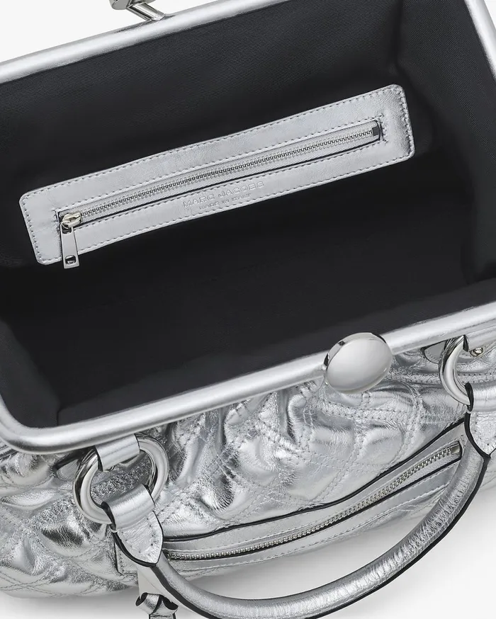 Marc Jacobs Top Handle Bags ReEdition Quilted Metallic Leather Stam Bag Silver 8211 Women