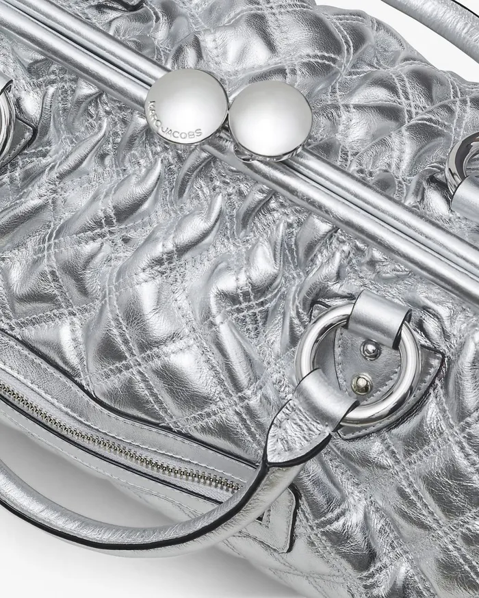 Marc Jacobs Top Handle Bags ReEdition Quilted Metallic Leather Stam Bag Silver 8211 Women