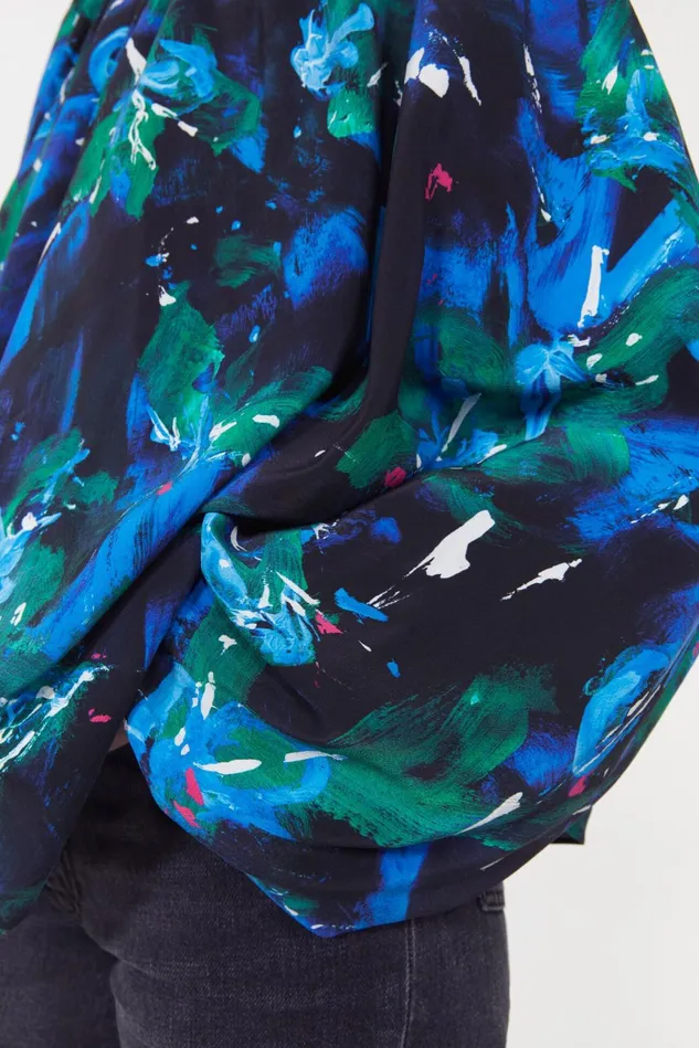 Marylin Silk Floral Blouse Black Cobalt Women Rodebjer Sets and Suits