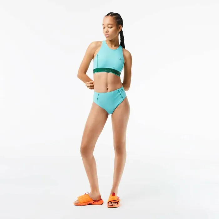 Matching Sets Women Lacoste Womens Technical Jersey Swim Briefs Turquoise Bvg