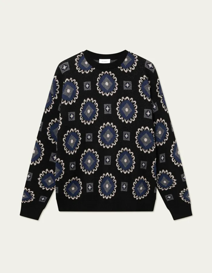 Men Aro Paisley Roundneck 8211 BlackBlueprint Les Deux Knitwear